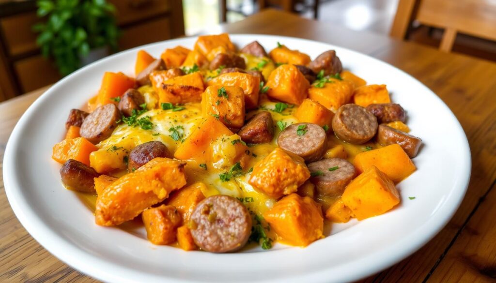 sweet potato and breakfast sausage casserole