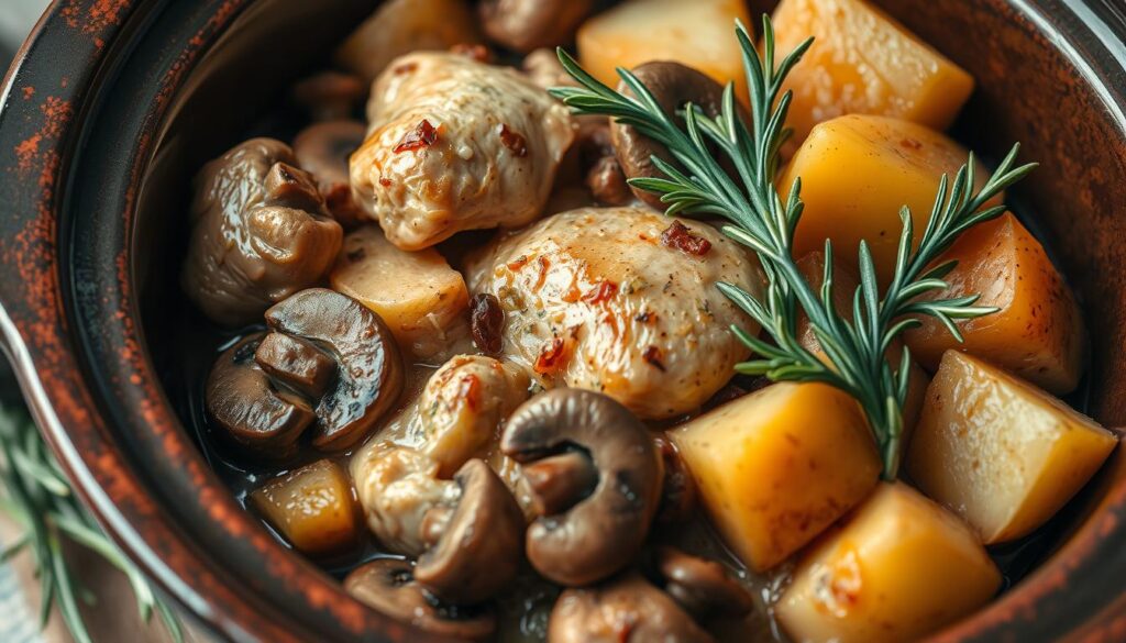 Chicken Mushroom Potatoes Rosemary Crock Pot Recipe