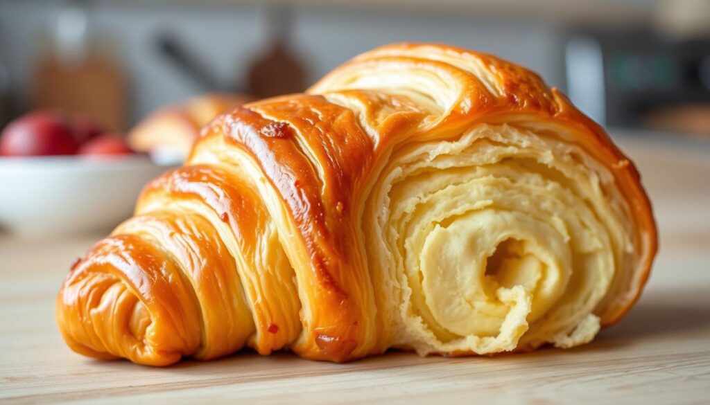 Flaky croissant layers