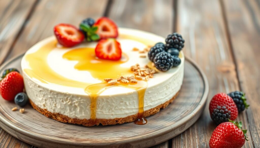 Greek yogurt and protein powder cheesecake