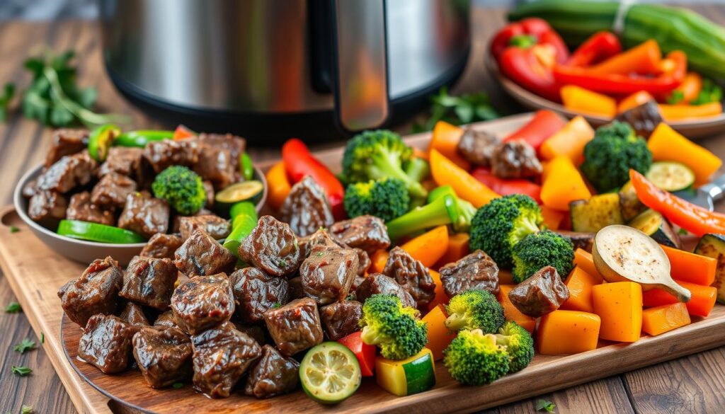 Keto-friendly beef and vegetable air fryer combinations