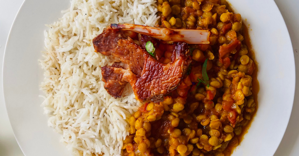 Lebanese Lamb with Lentils, Rice & Spinach Recipe